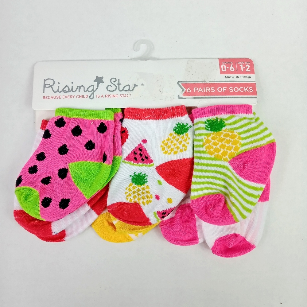 Rising Star Baby Girl Infant Socks 6 Pairs